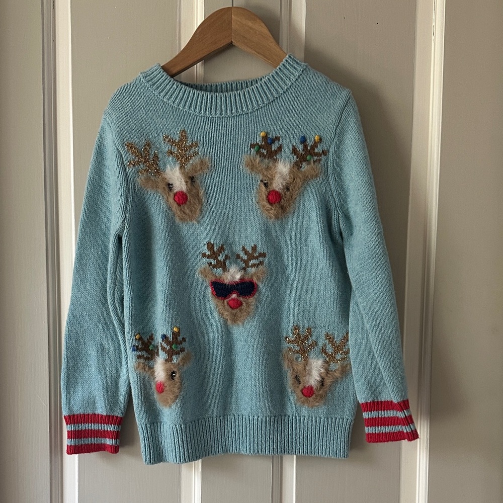 Mini Boden Blue Reindeer Sweater
